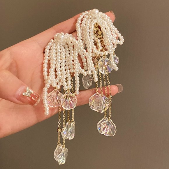 Female Exaggerated Long Pearl Earrings LX1356675 - Picture 3 of 6